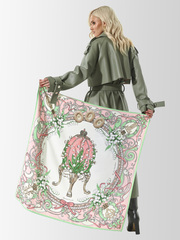 Платок «Яйцо Фаберже Ландыши» розовый