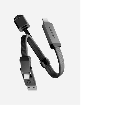 Кабель Energea Sheath 2 в 1, USB-C to Lightning / USB-C, 60W 15см, Темно-серый | Gunmetal