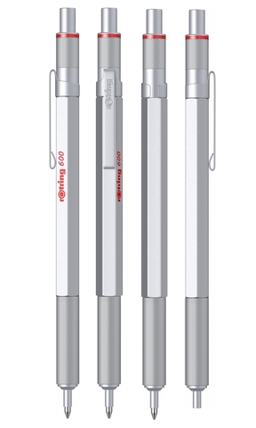 Ручка шариковая Rotring 600 Matte Silver, MBlack  (2032578)