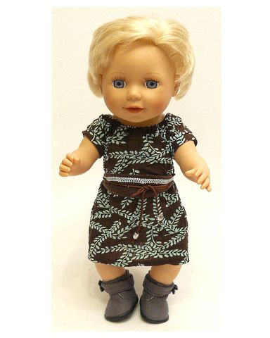 Платье с поясом - На кукле. Одежда для кукол, пупсов и мягких игрушек.