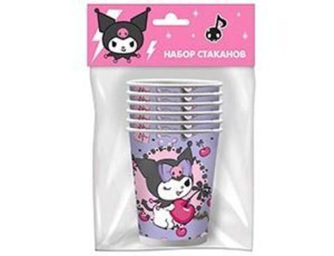 Набор бумажных стаканов Kuromi 250мл 6шт