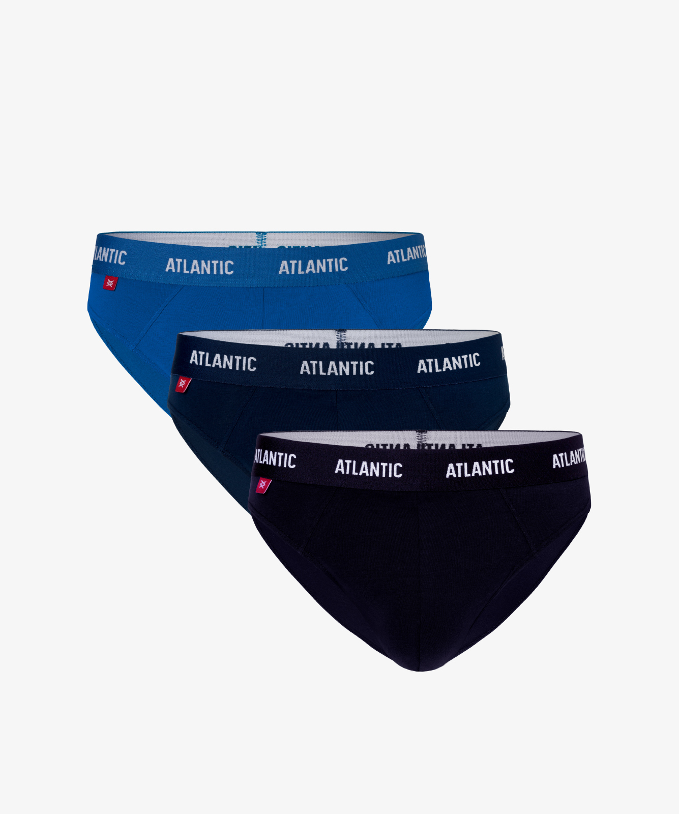 Мужские трусы слипы спорт Atlantic, набор 3 шт., хлопок, бирюзовые + темно-голубые + темно-синие, 3MP-128