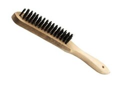 Щетка зачистная 4-х рядная закаленная прямая проволока с деревянной ручкой Сибртех