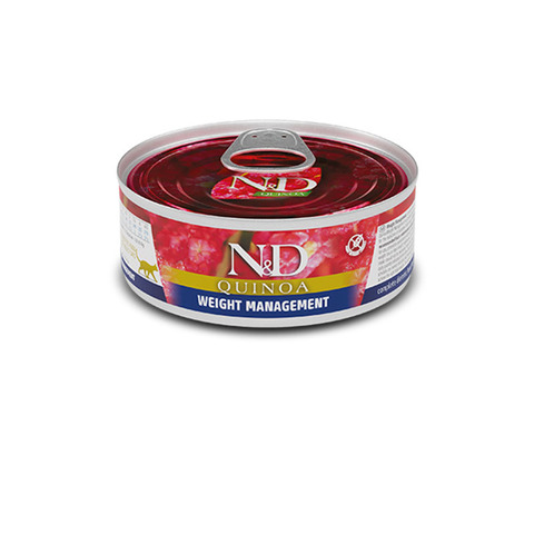 Влажный корм Farmina N&D Quinoa Cat Weight Management, для кошек, контроль веса, киноа/ягненок, 80 г