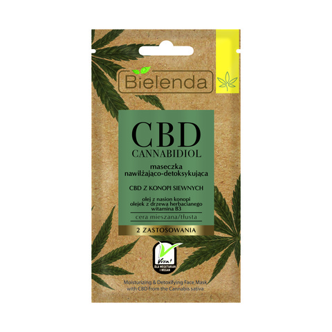 CBD Cannabidiol Маска увлажняющая и детоксифицирующая с CBD из семян конопли, для смешанной, жирной кожи, 8 г