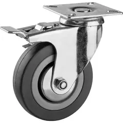 ЗУБР d 100 мм, г/п 65 кг, резина/полипропилен, поворотное колесо c тормозом (30956-100-B)