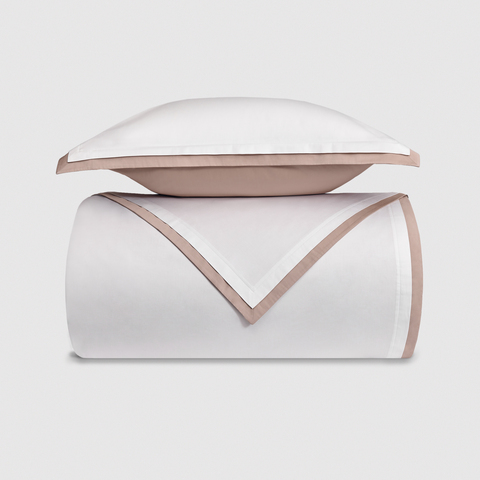 Постельное белье 2 спальное евро Сlaire&Caroll Lili белый с бежевым кантом