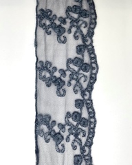 Тесьма из сетки с вышивкой, цвет серый, 55 мм