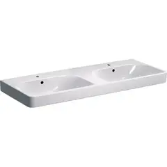 Двойная раковина Geberit Smyle Square: B=120см, T=48см, Отверстие под смеситель=По центру, Перелив=На виду, Белый фото