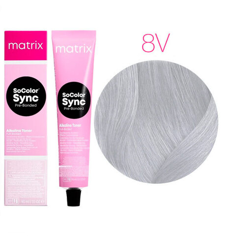 Matrix SoColor Sync Pre-Bonded 8V светлый блондин перламутровый, тонирующая краска для волос без аммиака с бондером