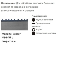 Биметаллическая ленточная пила по металлу SVOGER M91 с покрытием