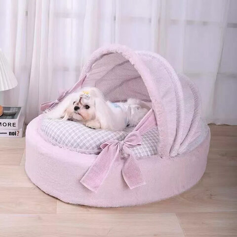 2055 Люлька сиреневая, с полосатой крышей PREMIUM (чехлы съёмные)