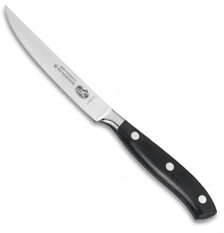 Нож Victorinox для стейка кованый, лезвие 12 см, черный (подарочная упаковка)
