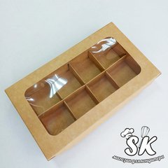 Коробка для 8 конфет 19х11х3 см с окном Крафт
