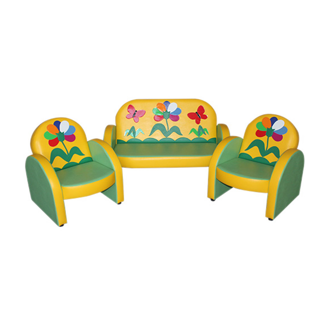 «Теремок» комплект детской мягкой угловой мебели желто-салатовый