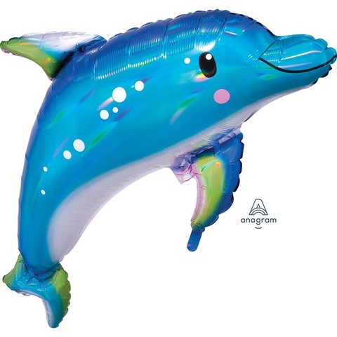 Шар Фигура Дельфин голубой переливы