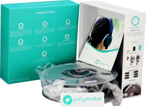 Пластик для 3D-принтера PolyMaker PolyMax PLA, 1.75 мм, 0,75 кг, Черный