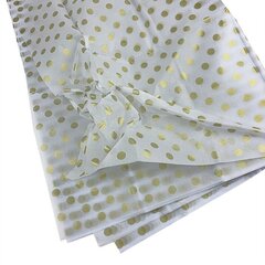 Упаковочная бумага, Тишью (75*50см) Золотые точки, Белый, 10 листов