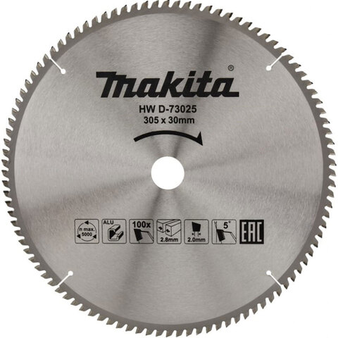 Пильный диск по алюминию 305x30x2,8/2x100T Makita D-73025