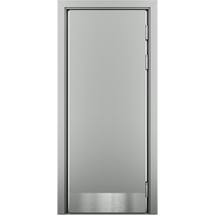 Купить Межкомнатная маятниковая влагостойкая дверь серая глухая с отбойной пластиной
