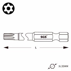 Бита T 8H х150мм TORX TR (с отверстием) S2 1шт SGS 63150-TT8