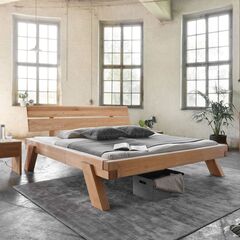 Кровать двуспальная 180х200 из массива дикого дуба на ножках в стиле лофт