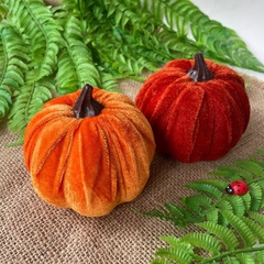 Тыква искусственная бархатная, муляж, 10 см, набор 2 шт.
