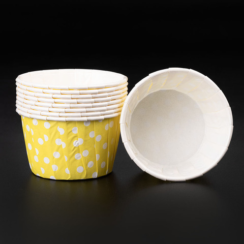 Капсулы для маффинов с бортиком Polca Dot Желтые в горох 50*40 мм, шт