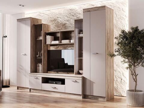 Гостиная Атлантида 6 (Кашемир, Дуб Крафт серый)