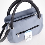 Сумка Саломея 278 гладкий серо-голубой + черный