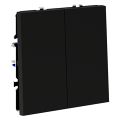 Выключатель с самовозвратом встраиваемый VOLTUM S70 двухклавишный 10А, (черный матовый)