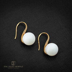 Серьги "Перлус". Белый нефрит.