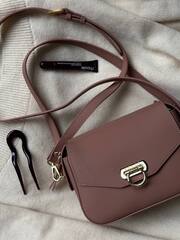 Сумка кожаная через плечо фиолетовый прованс