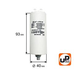 Конденсатор UNITED PARTS CBB60, 35 мкФ, 450В, 2 клеммы, шпилька M8 (90-0994)