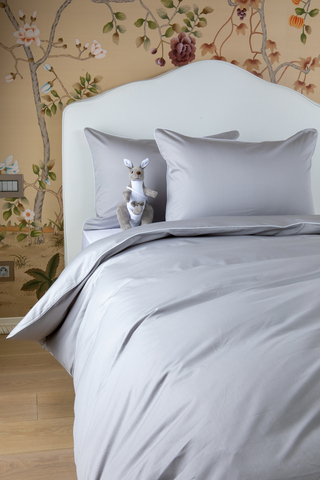 Постельное белье 2 спальное евро макси Сlaire&Caroll Lune серое с белым кантом