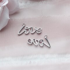 Подвеска Love 20*7 мм, родий, П932