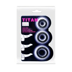 Набор из 3 ребристых эреционных колец TITAN - 