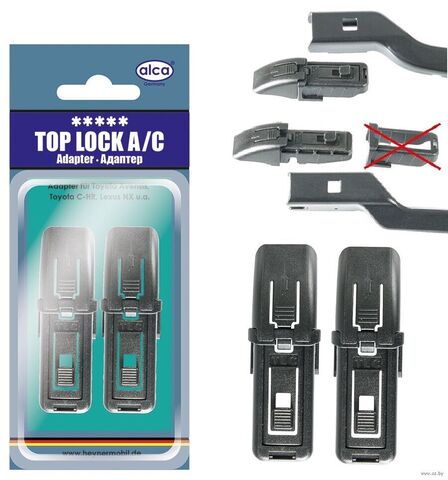 АДАПТЕР ДЛЯ ЩЁТОК TOP LOCK A/C ALCA (к-т 2шт) БИРЮЗОВ PUSH BUTTON 19 мм / 16 мм (DNTL1.1)