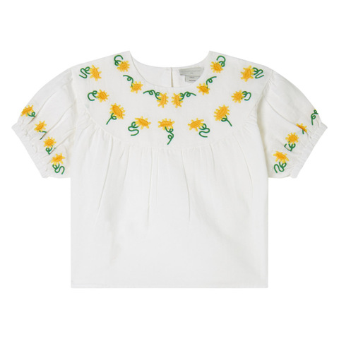 Блуза Stella McCartney Kids Flower Embroidery Puff Sleeve