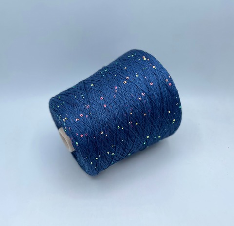 G&G Filati  (пр.Италия),art-Bellino, 390м/100гр, 100%Лен+пайетка(хамелеон) , цвет-Синий, арт-34044
