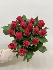 Букет 15 роз Кения 40 см в ленте розовые