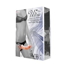 Женский телесный страпон с вагинальной вибропробкой Ultra - 17,5 см. - 