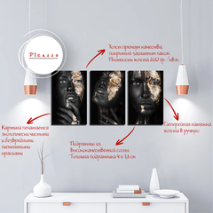 Модульная картина "Девушки в черно-золотом цвете"