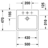 Duravit Vero Раковина  для мебели, без перелива, с 3 отврстиями под смес., 500x470мм, Цвет: Белый 454500044