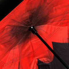 Зонт обратного открывания красный цветок п/авт (закр)