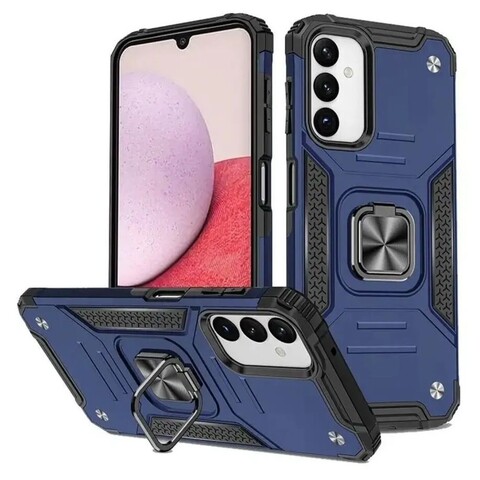 Противоударный чехол Strong Armour Case с кольцом для Samsung Galaxy A14 4G (Синий)