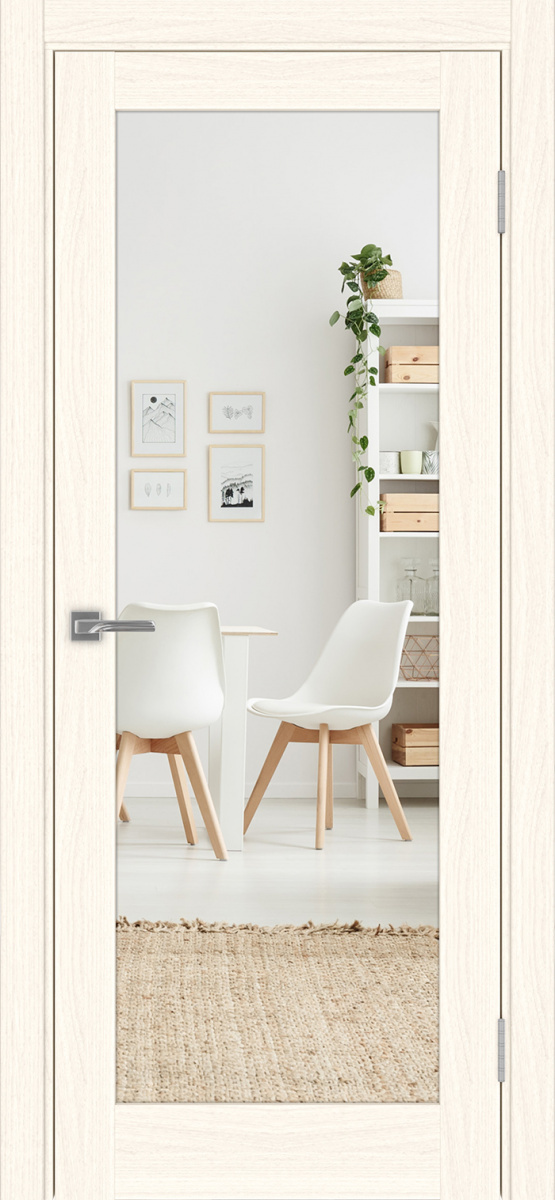 Дверь межкомнатная Оптима Порте Турин 501.2 (зеркало одностороннее), цвет светлый ясень, экошпон, зеркало