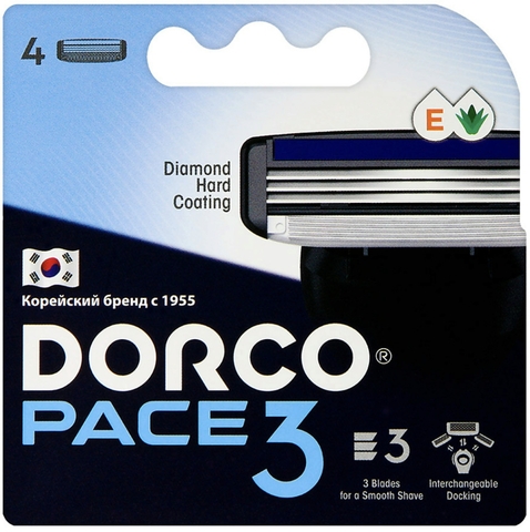 DORCO PACE3 4'S сменные кассеты с 3 лезвиями NEW (Ю.Корея)