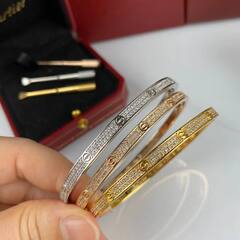16237- Браслет LOVE тонкий в обсыпке из цирконов, lux качество VGOLD