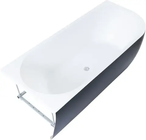 Aquanet 3805-N-MW-MB Ванна FAMILY ELEGANT A 1800х800 мм акрил.,слив-перелив, Белый мат./черный–мат. Black matte (293077)